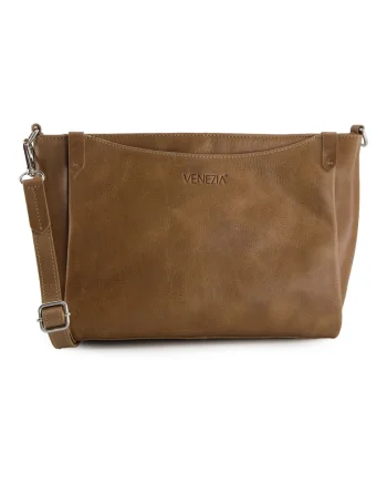 Geanta crossbody din piele naturala cu logo discret