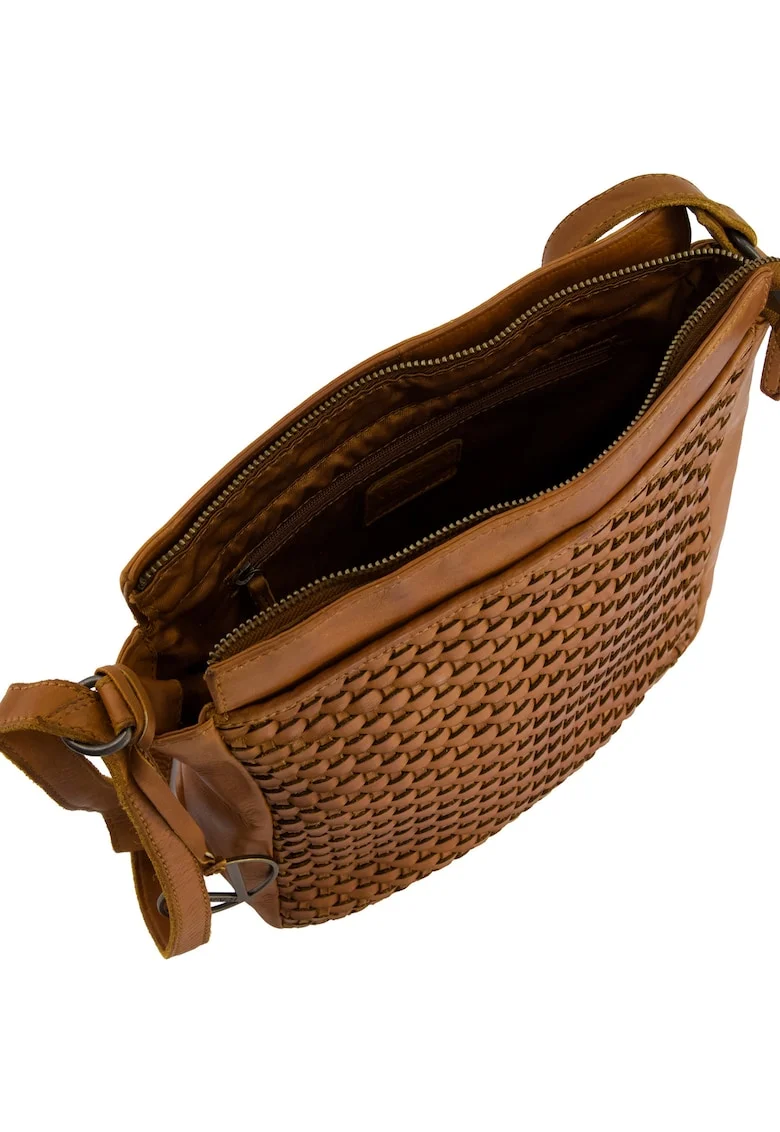 Geanta crossbody din piele cu aspect impletit