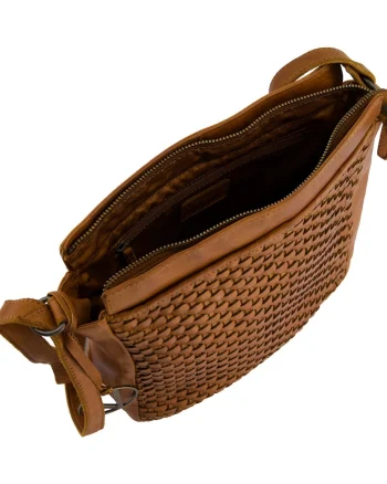 Geanta crossbody din piele cu aspect impletit