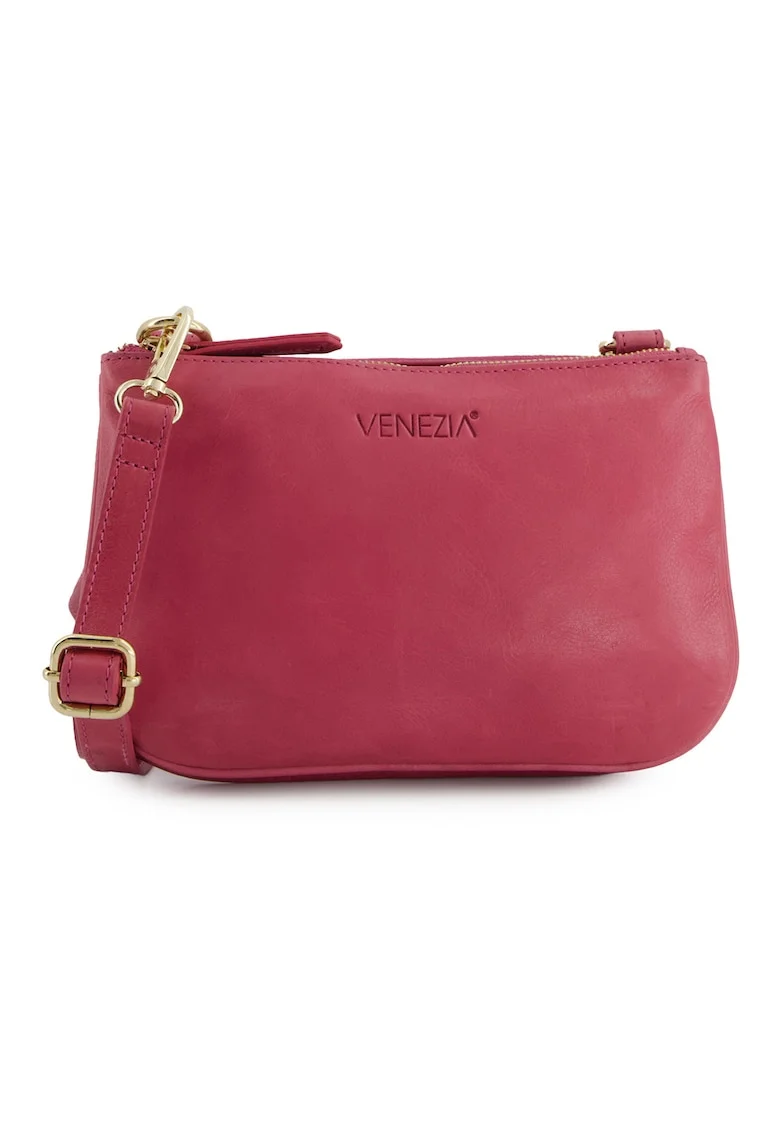Geanta crossbody din piele naturala cu doua compartimente