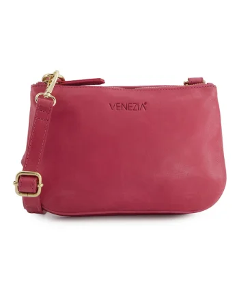 Geanta crossbody din piele naturala cu doua compartimente