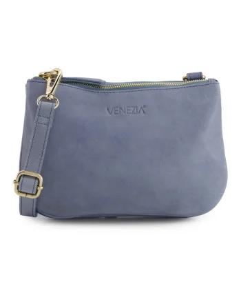 Geanta crossbody din piele naturala cu doua compartimente si detaliu logo