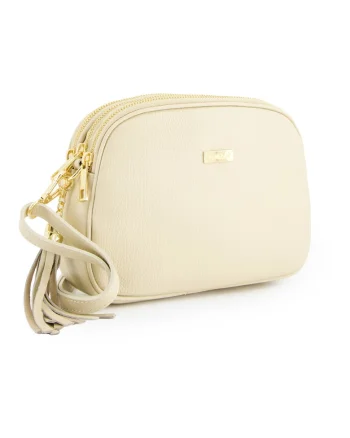 Geanta crossbody din piele naturala cu 3 compartimente