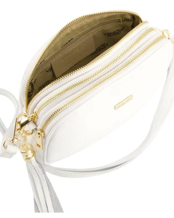 Geanta crossbody din piele naturala cu 3 compartimente