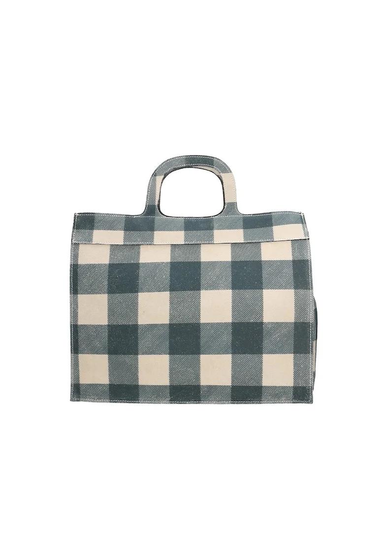 Geanta crossbody de piele intoarsa in carouri, Bej