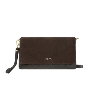 Geanta crossbody de piele cu clapa Torebka, Maro inchis