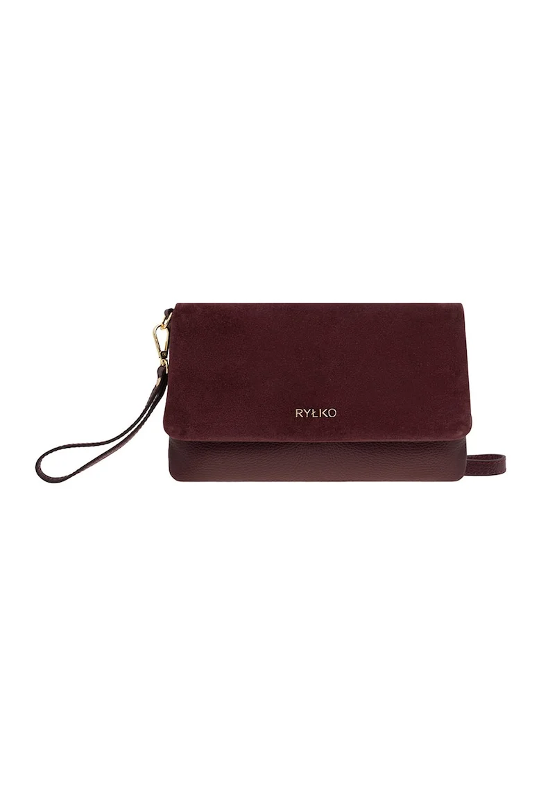 Geanta crossbody de piele cu clapa Torebka, Visiniu inchis