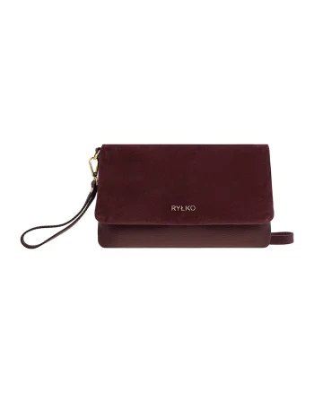 Geanta crossbody de piele cu clapa Torebka, Visiniu inchis