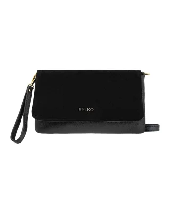 Geanta crossbody de piele cu clapa Torebka, Negru
