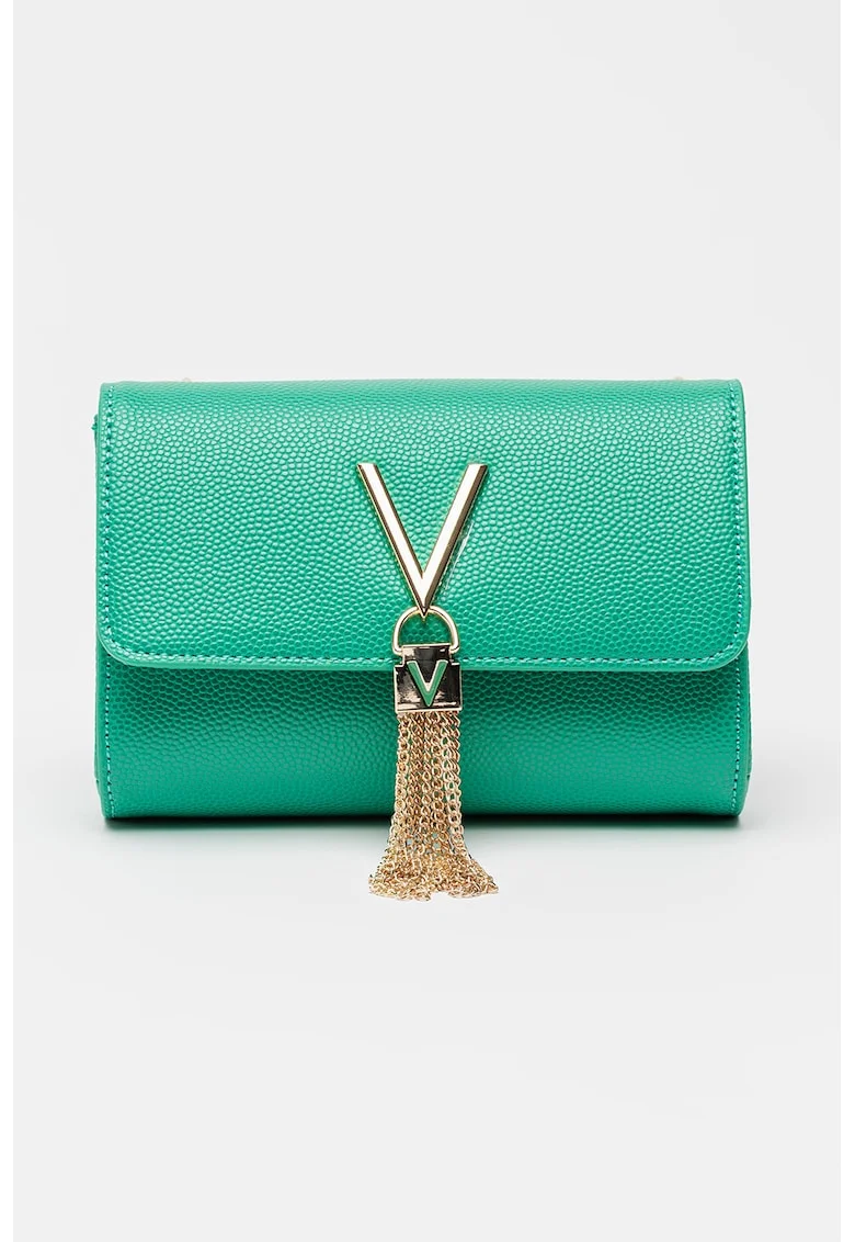 Geanta crossbody cu bareta din lant Divina, Verde turcoaz