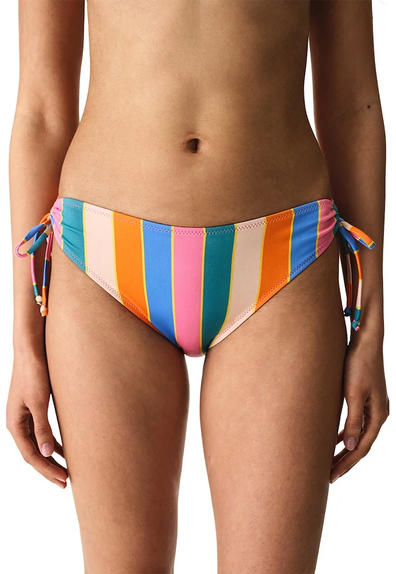 Slip cu snururi laterale si dungi, Multicolor