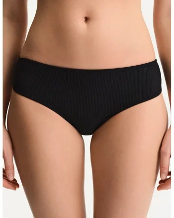 Slip cu talie joasa si aspect striat, Negru