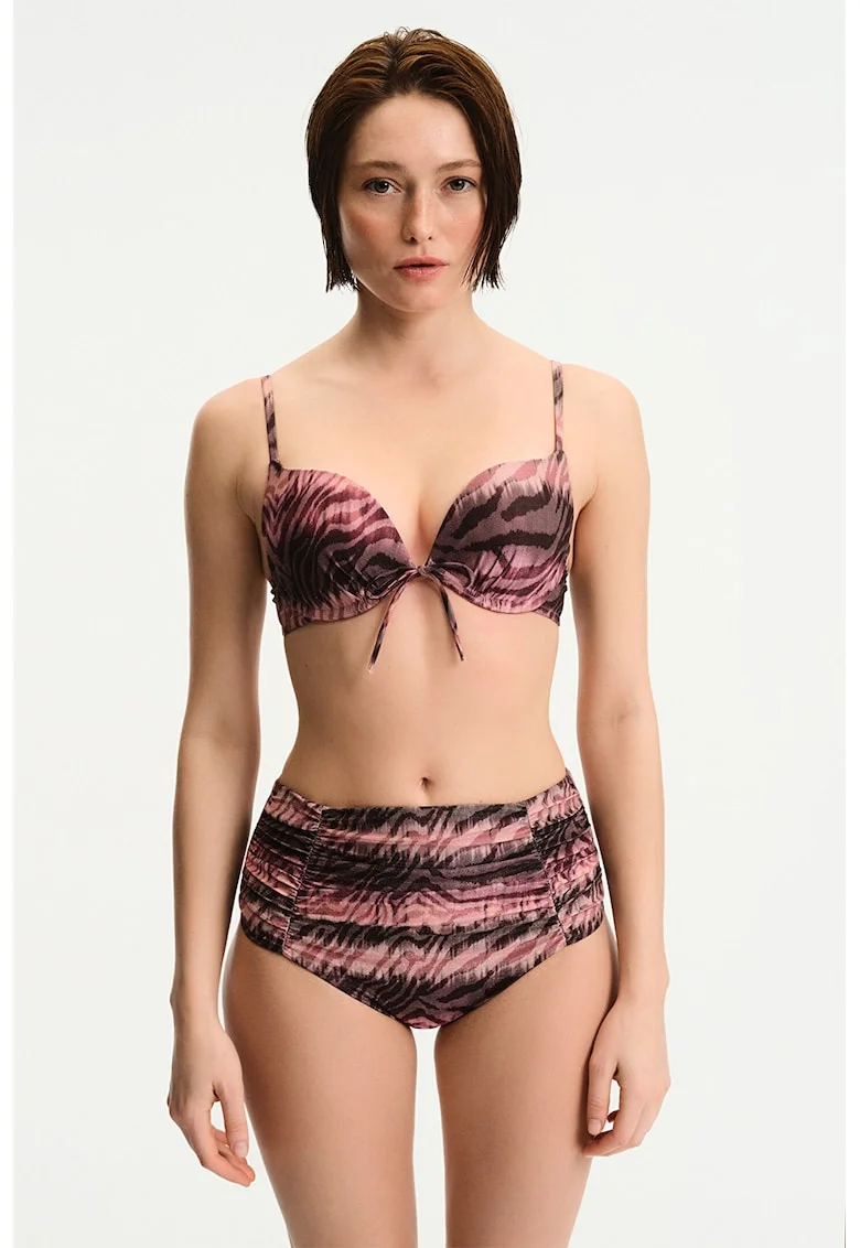 Sutien push-up de baie cu animal print, Multicolor