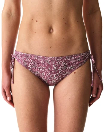 Slip cu snururi laterale si model floral, Multicolor