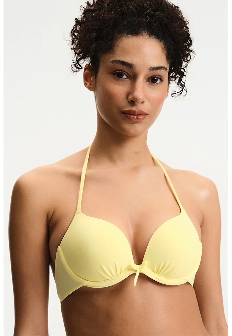 Sutien push-up de baie cu sustinere metalica, Galben