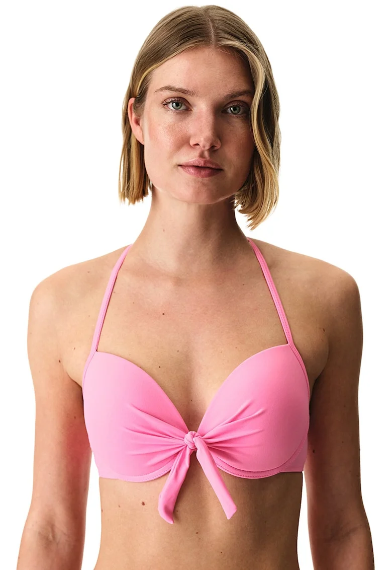 Sutien de baie cu burete si nod frontal, Roz