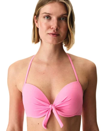 Sutien de baie cu burete si nod frontal, Roz