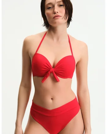 Sutien de baie push-up cu detaliu innodat, Rosu