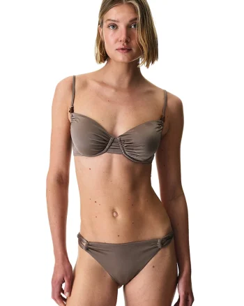 Slip cu talie medie, Maro taupe inchis