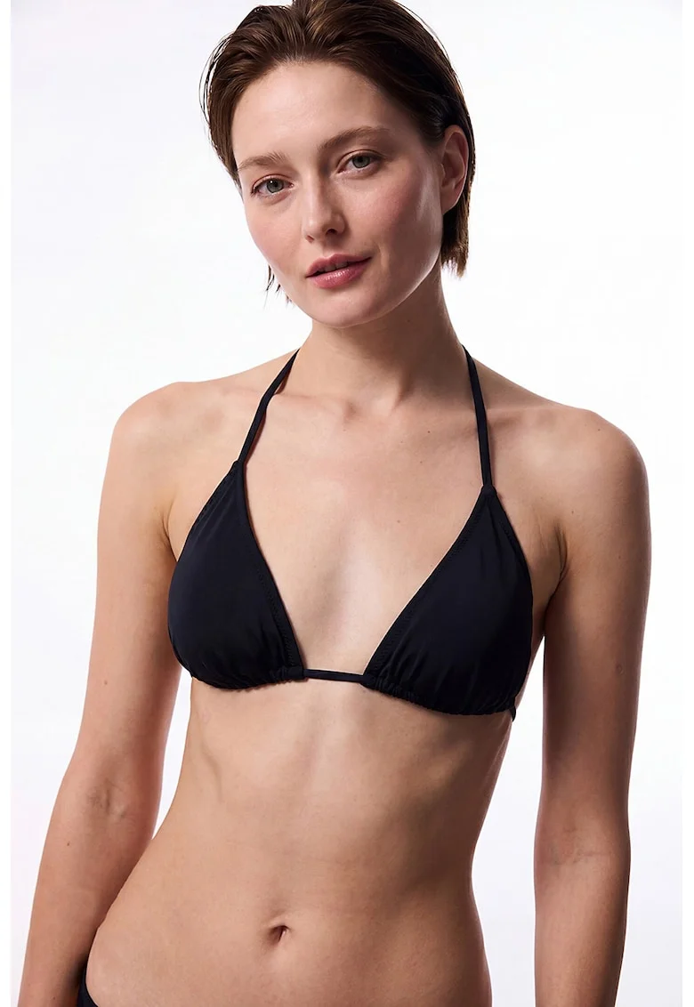 Sutien uni de baie cu cupe triunghiulare, Negru