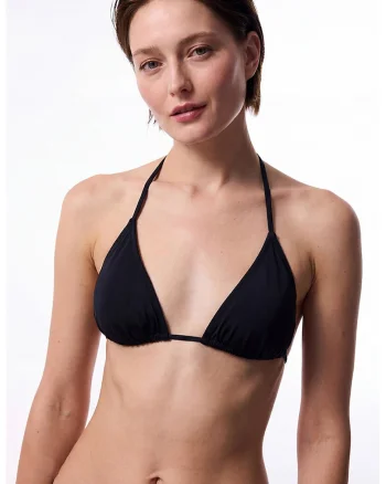 Sutien uni de baie cu cupe triunghiulare, Negru