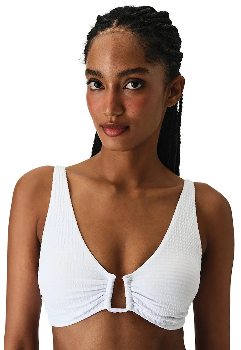 Sutien de baie texturat, Alb optic