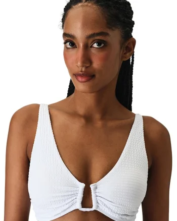 Sutien de baie texturat, Alb optic