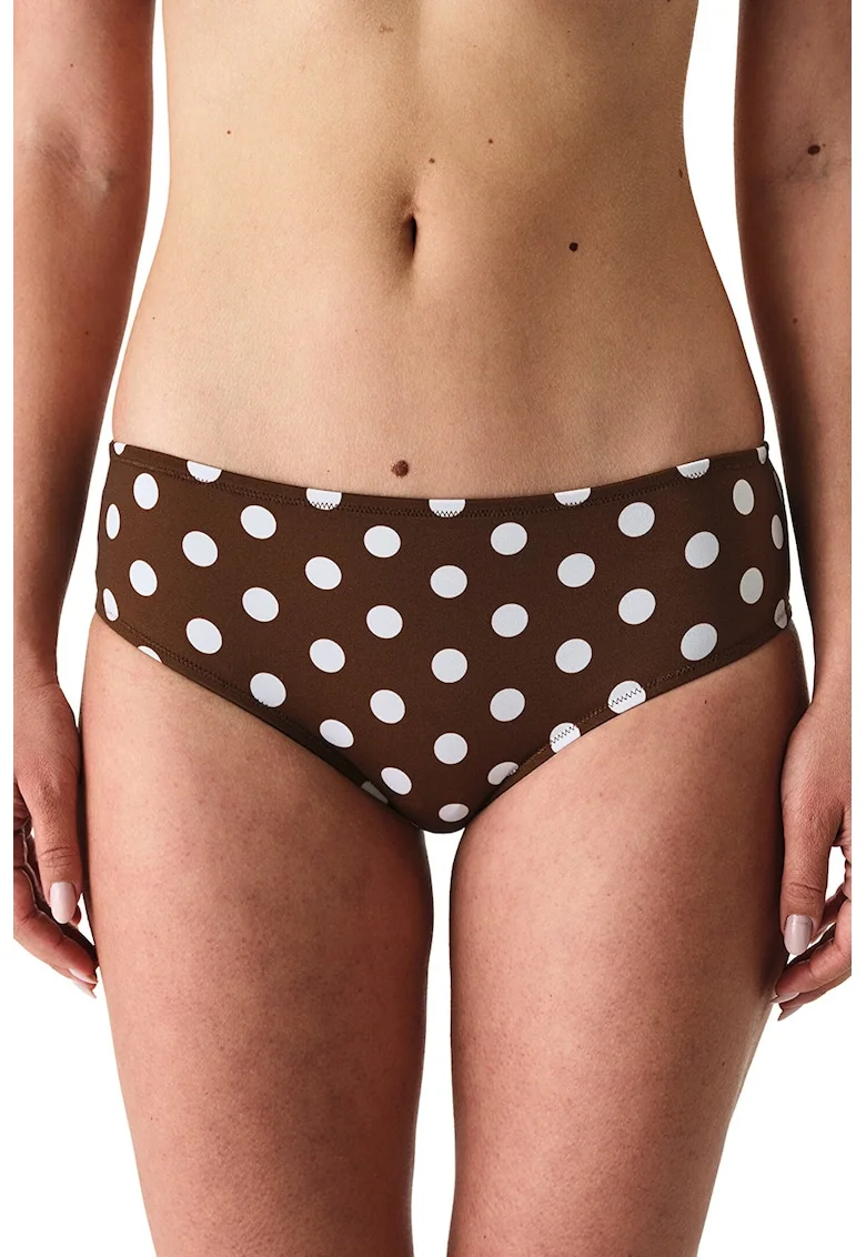 Slip hipster cu buline, Maro inchis/Alb optic