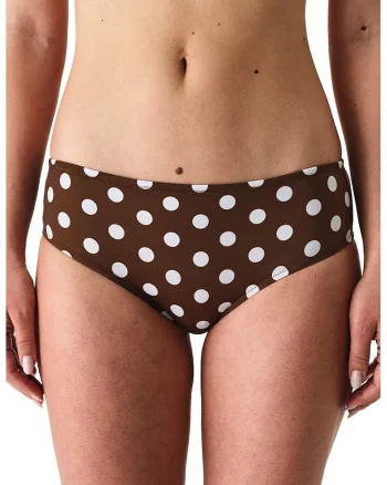 Slip hipster cu buline, Maro inchis/Alb optic