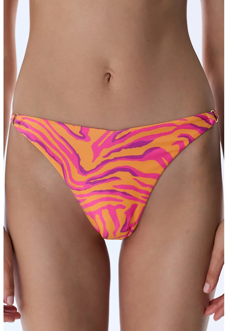Slip cu model si talie joasa, Fucsia/Portocaliu mandarina/Roz orhidee
