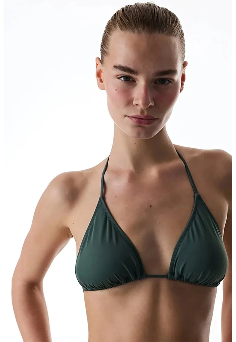 Sutien triunghiular de baie cu burete detasabil, Verde stins