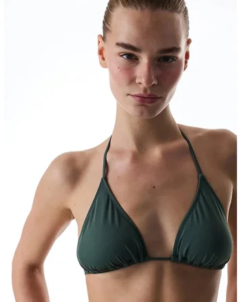 Sutien triunghiular de baie cu burete detasabil, Verde stins