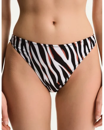 Slip cu animal print, Negru/Alb optic/Rosu mac