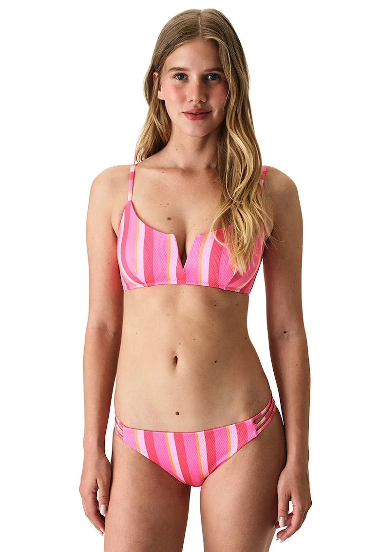 Sutien cu model in dungi, Roz zmeuriu/Roz deschis/Nude rose