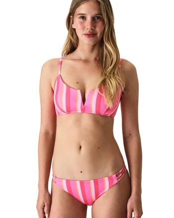 Sutien cu model in dungi, Roz zmeuriu/Roz deschis/Nude rose