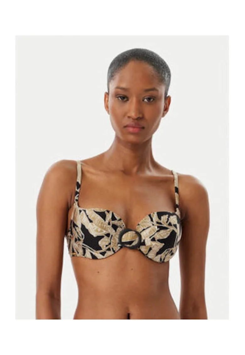 Sutien de bikini dama,  negru-verde, grafic, poliamida-elastan,