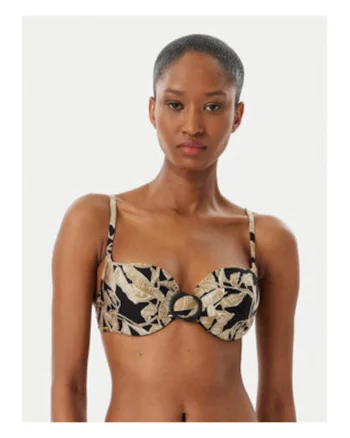 Sutien de bikini dama,  negru-verde, grafic, poliamida-elastan,