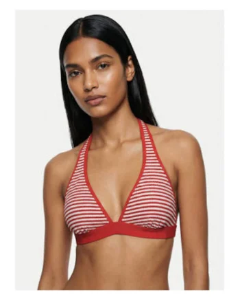 Sutien de bikini dama,  portocaliu, dungi, material elastic,