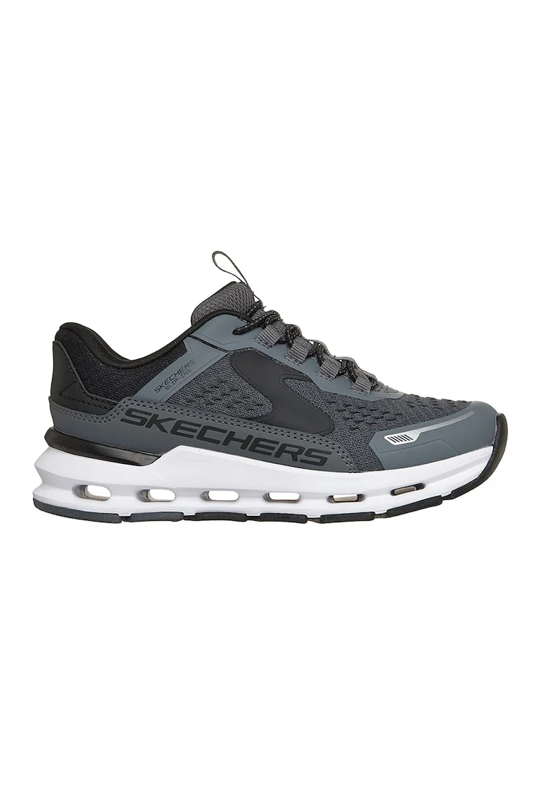 Pantofi sport Glide-Step Plus slip-ins cu sireturi, Negru/Gri inchis