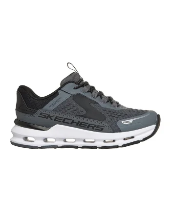 Pantofi sport Glide-Step Plus slip-ins cu sireturi, Negru/Gri inchis