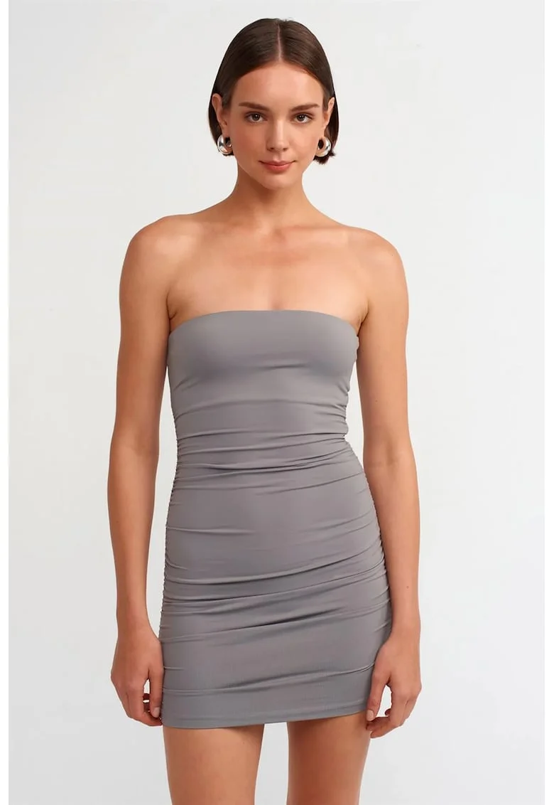 Rochie Mini Bodycon Femei,  Gri Ardezie, Elegant, Fara bretele, Elastic,