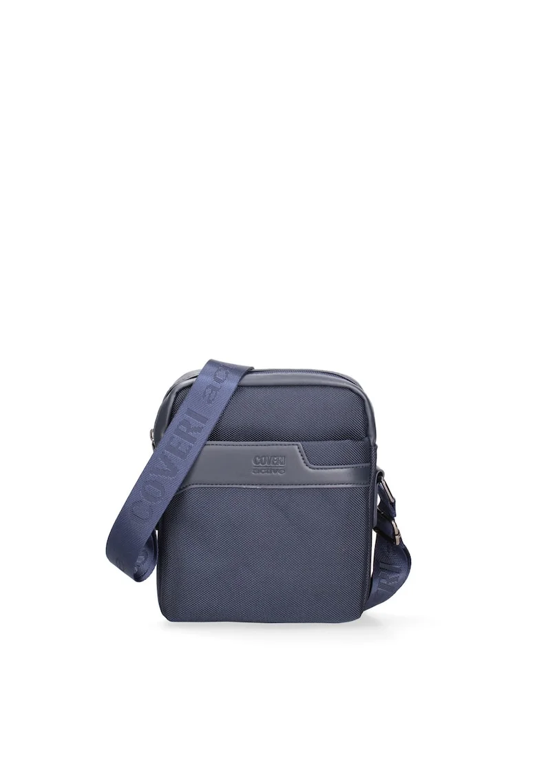 Geanta crossbody cu bareta logo, Albastru