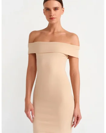 Rochie Mini,  Bodycon, Eleganta, Bej Natural, Bumbac/Elastan