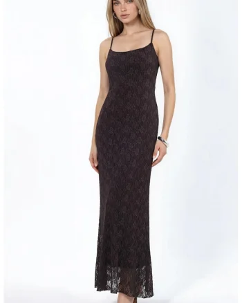 Rochie midi,  bodycon, elegant, maro castaniu, poliester/elastan