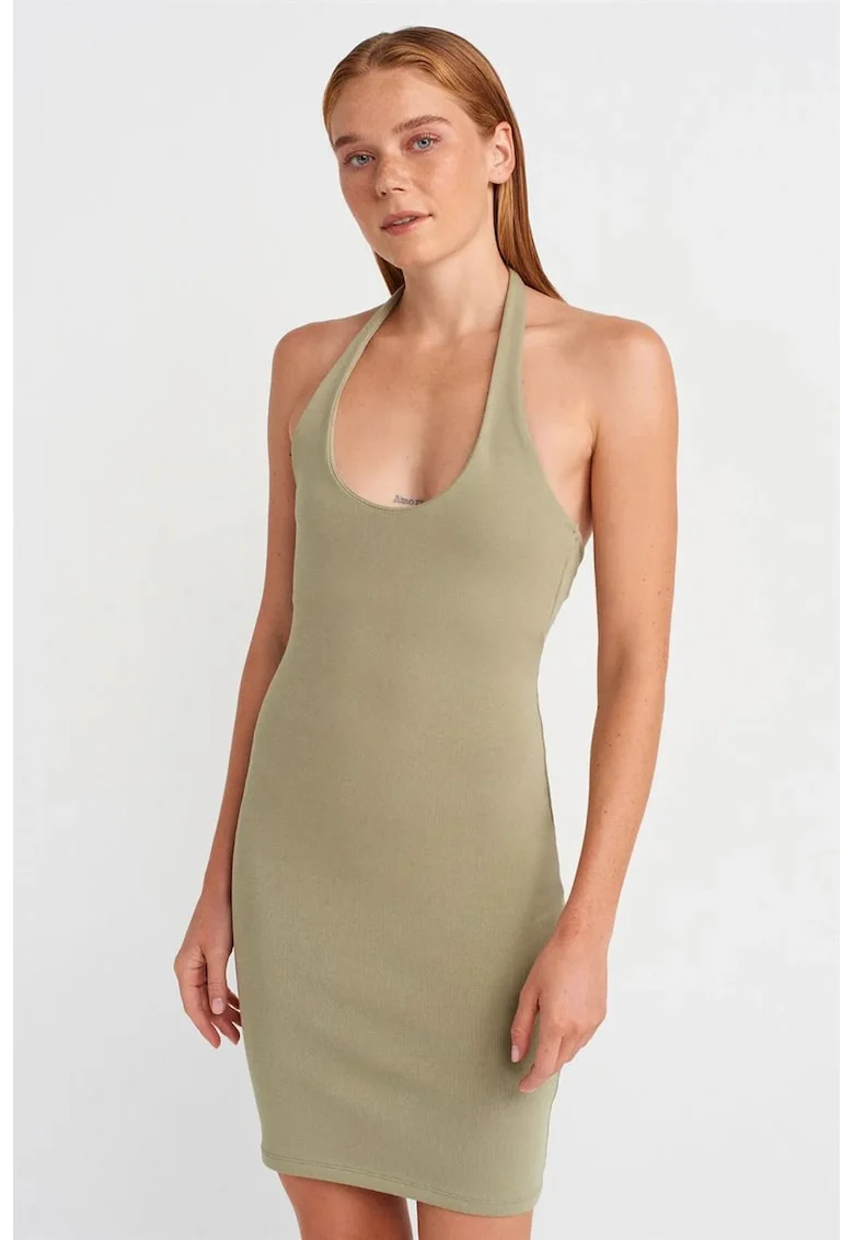 Rochie Mini,  Bodycon, Elegant, Verde salvie, Bumbac