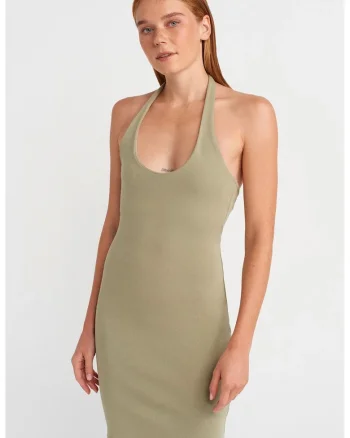 Rochie Mini,  Bodycon, Elegant, Verde salvie, Bumbac