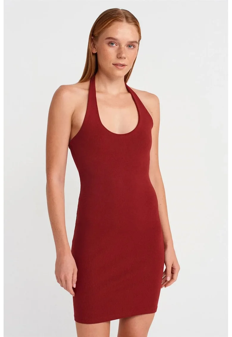 Rochie Mini,  Bodycon, Elegant, Rosu Burgundy, Bumbac/Elastan