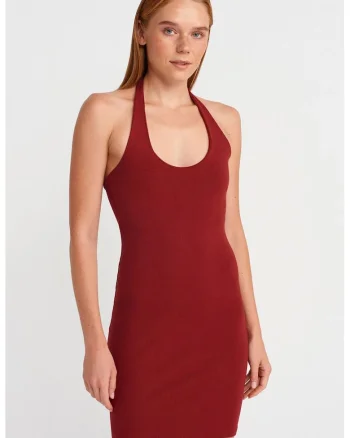 Rochie Mini,  Bodycon, Elegant, Rosu Burgundy, Bumbac/Elastan