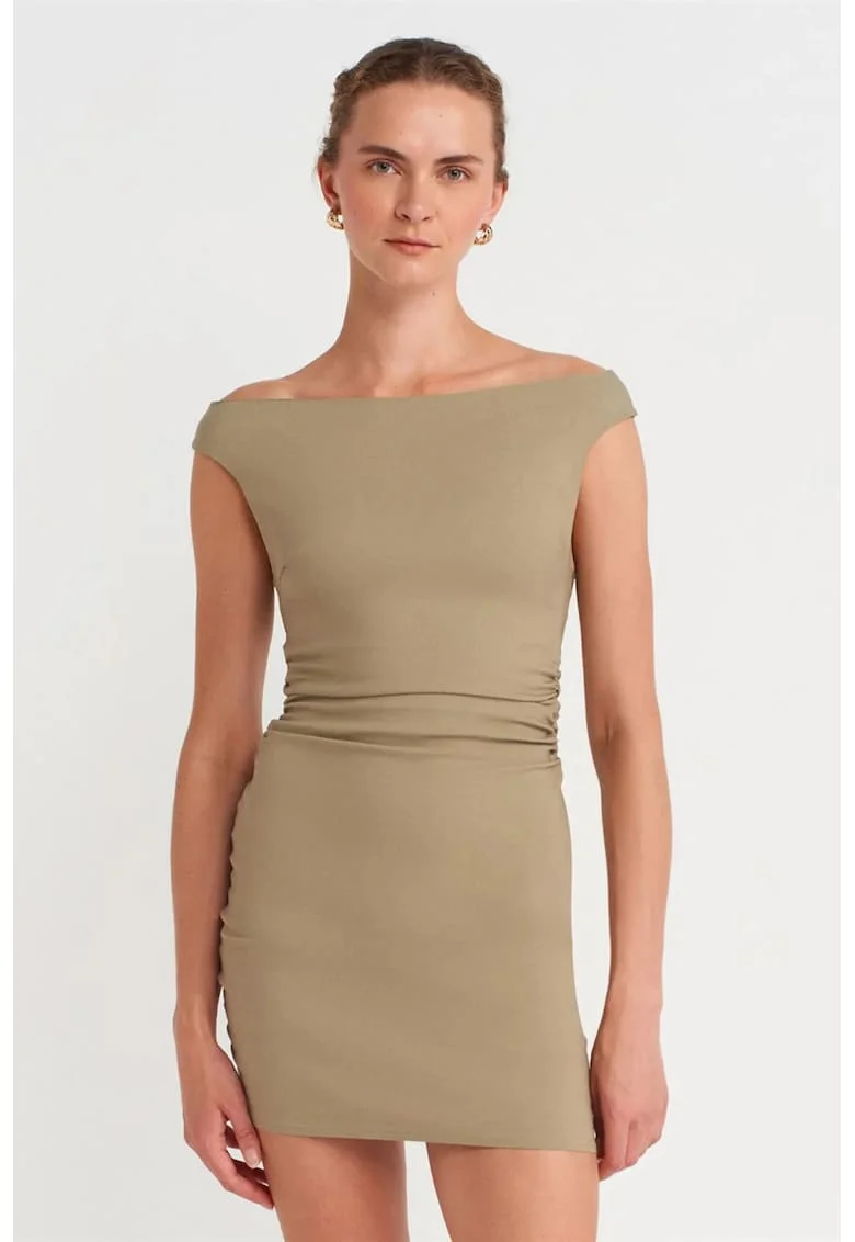 Rochie Mini Bodycon,  Elegant, Maneca lunga, Verde Kaki, 70% viscoza
