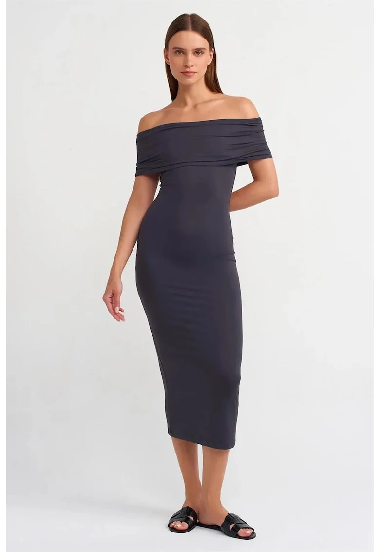 Rochie Midi,  Bodycon, Albastru marin, Elastic, Femei